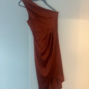 Chic One-Shoulder Dress in Rich Rust
